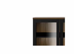 Vitrinekast Roomers 89cm - decor - zwart & walnoot