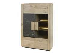 Vitrinekast Sacha 120cm - melamine - canyon oak & marble