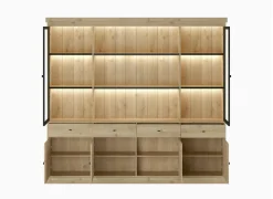 Vitrinekast Valencia 240cm - melamine - lichte eik