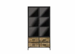 Vitrinekast Valeria 95cm - mango massief - naturel & zwart