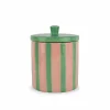 Voorraadpot 0,85cm - stoneware - groen & roze