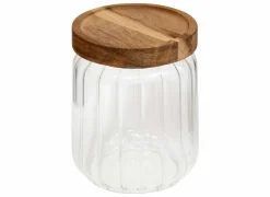 Voorraadpot Harmony 0,5L - glas - transparant & acacia