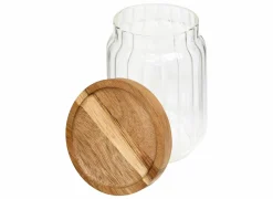 Voorraadpot Harmony 0,5L - glas - transparant & acacia