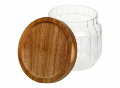 Voorraadpot Harmony 0,3L - glas - transparant & acacia