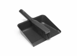 Vuilblik en borstel 24x33cm - kunststof - dark grey