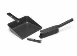 Vuilblik en borstel 24x33cm - kunststof - dark grey