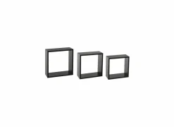 Wandrek Cube 30x12x30cm - decor - zwart - set van 3