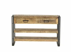 Wandtafel Amish 120x30cm - mango massief & metaal - bruin