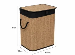 Wasmand 41,5x30x50cm - bamboe - zwart/bruin