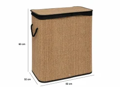 Wasmand 52x32x63cm - bamboe - zwart/bruin
