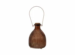 Wespenpot geribbeld 12,3x17,80cm - glas - bruin & grijs