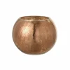 Windlicht Bol Craquele effect H16cm - glas - brons