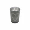Windlicht Heart H18cm - glas - grijs