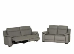 Zetel Curry 3+2-zit - leder - asgrijs met relax