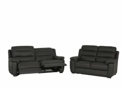 Zetel Folk 2,5+2-zit - leder - antraciet met relax