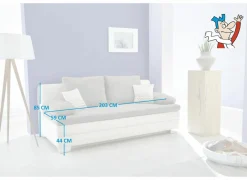 Zetelbed Lincoln 2 persoons - 203x102cm -  stof & lederlook - beige & grijs